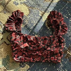 Albion Swim Top Ruffled Straps Size M